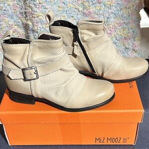 Miz Mooz Cream Ankle Boots